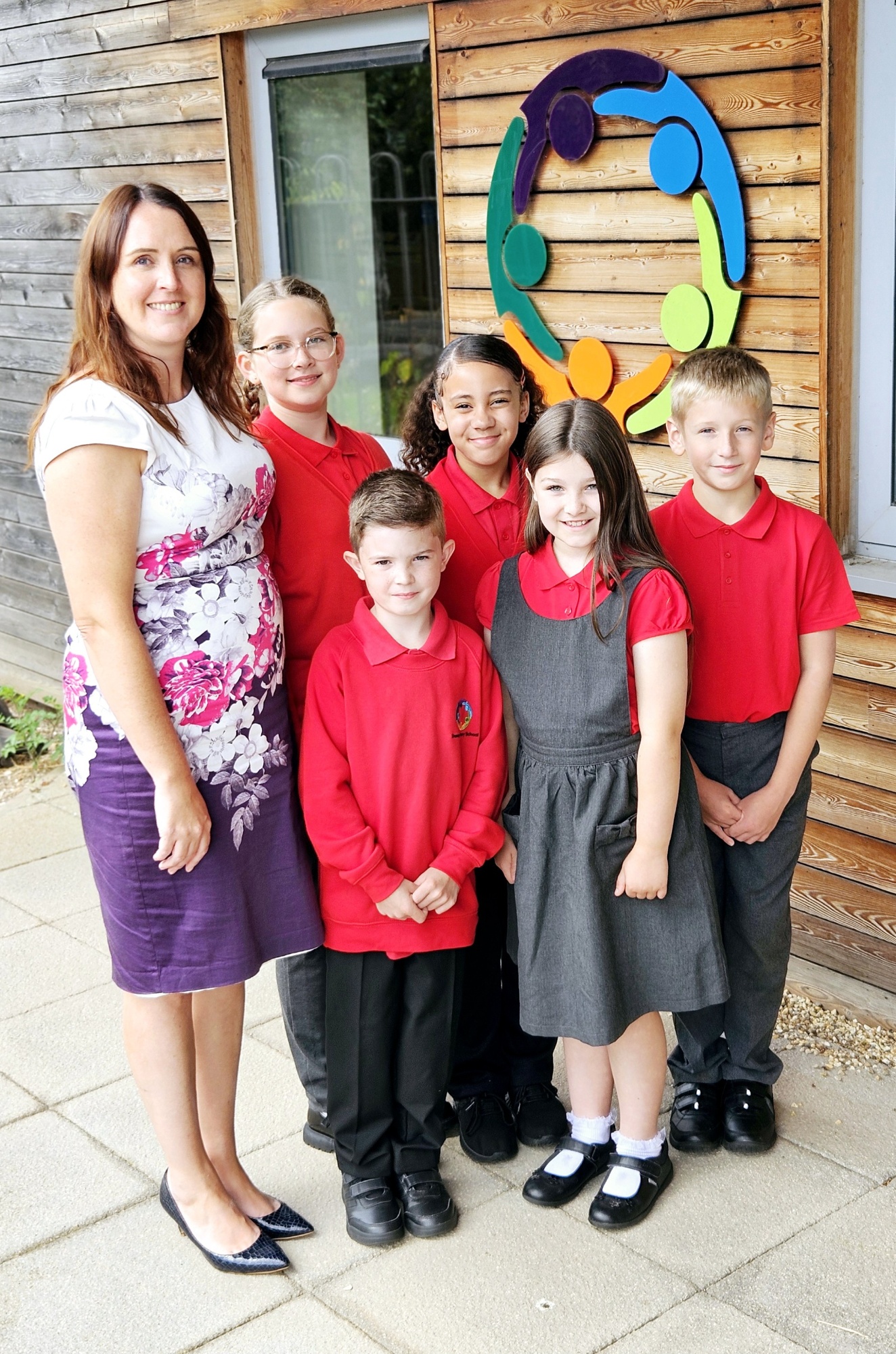 Doxey Academy Headteacher Laura Lazenby and pupils